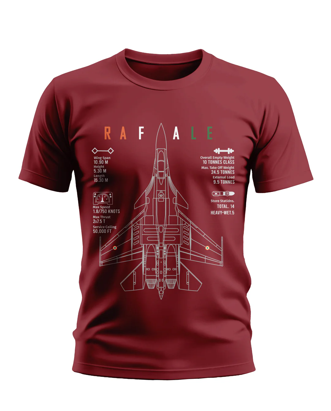 Premium Biowashed Cotton T-Shirt - Rafale Fighter Jet Edition