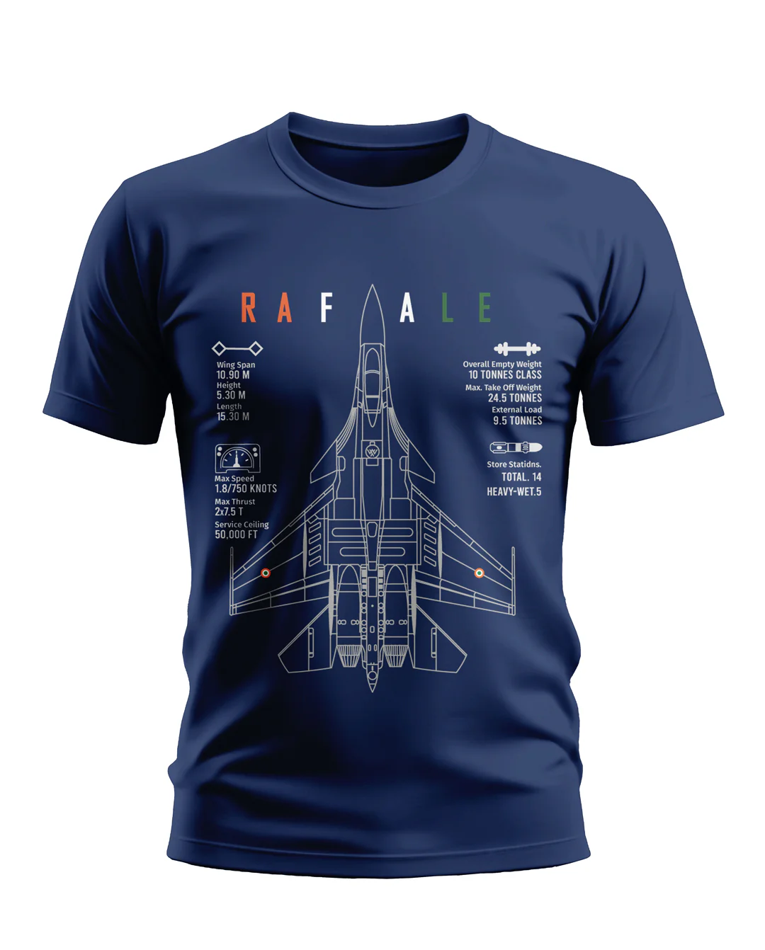 Premium Biowashed Cotton T-Shirt - Rafale Fighter Jet Edition