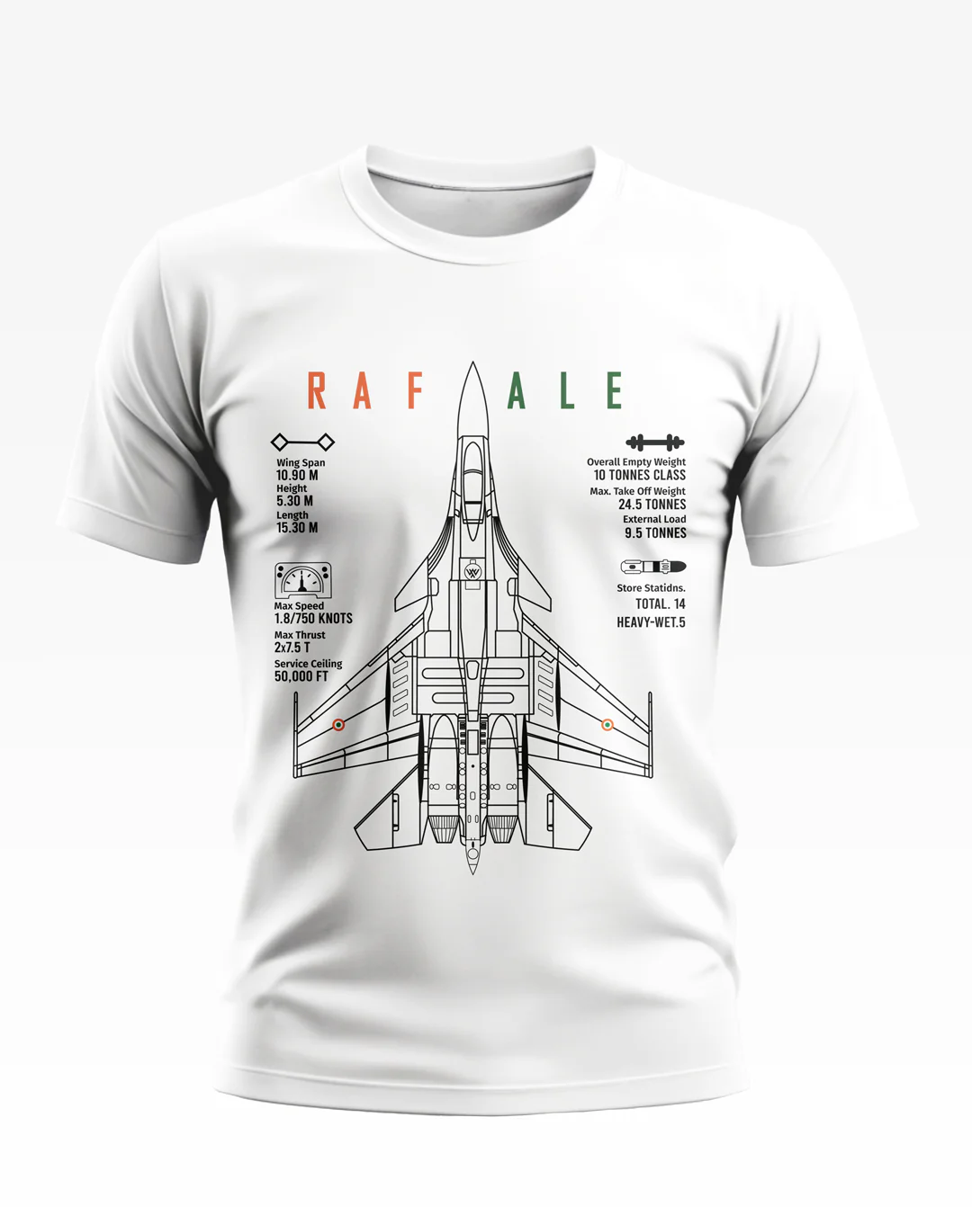 Premium Biowashed Cotton T-Shirt - Rafale Fighter Jet Edition