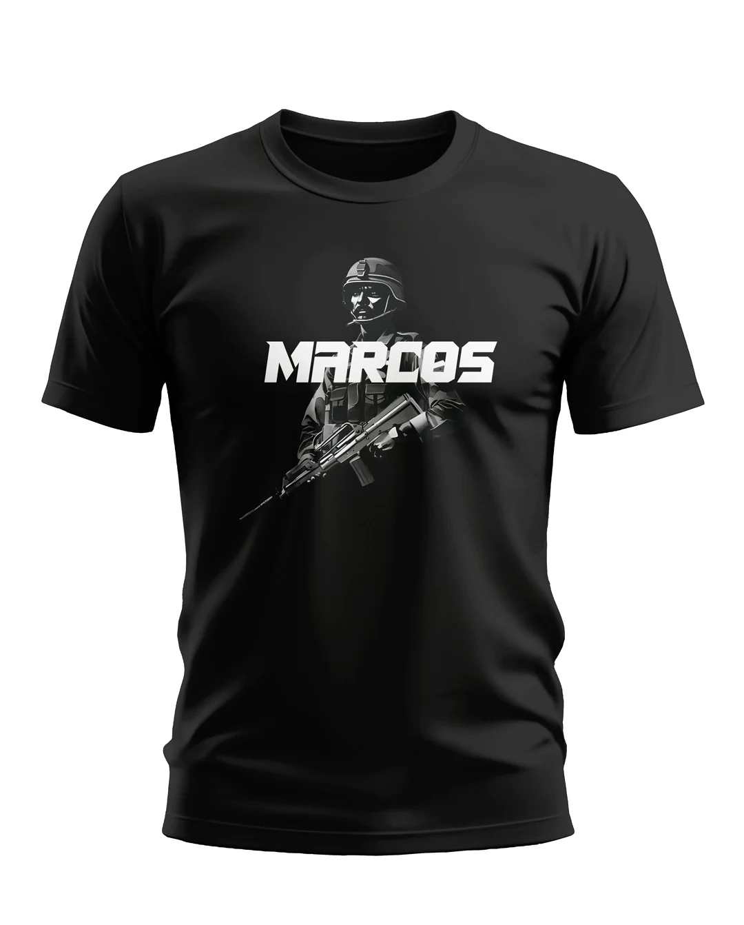 Premium Biowashed Cotton T-Shirt - MARCOS Special Forces Design