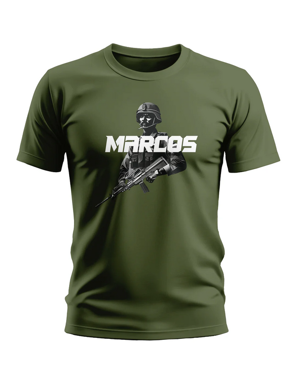 Premium Biowashed Cotton T-Shirt - MARCOS Special Forces Design