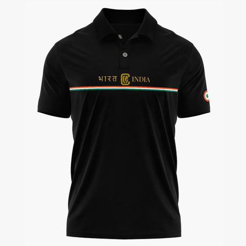 BHARAT | INDIA Polo T-Shirt – Tricolor Heritage Edition | National Pride Polo Black