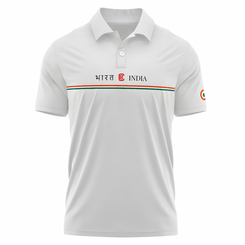 BHARAT | INDIA Polo T-Shirt – Tricolor Heritage Edition | National Pride Polo White