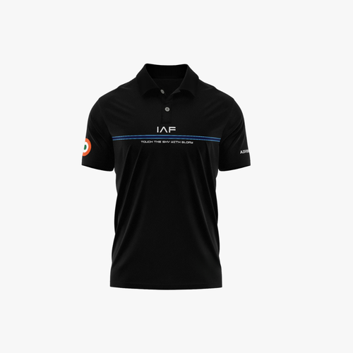 IAF Polo T-Shirt – Touch the Sky with Glory Edition | Indian Air Force Pride Polo Black