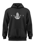 Premium Biowashed Cotton Hoodie - Navy Anchor Ship Wheel Design