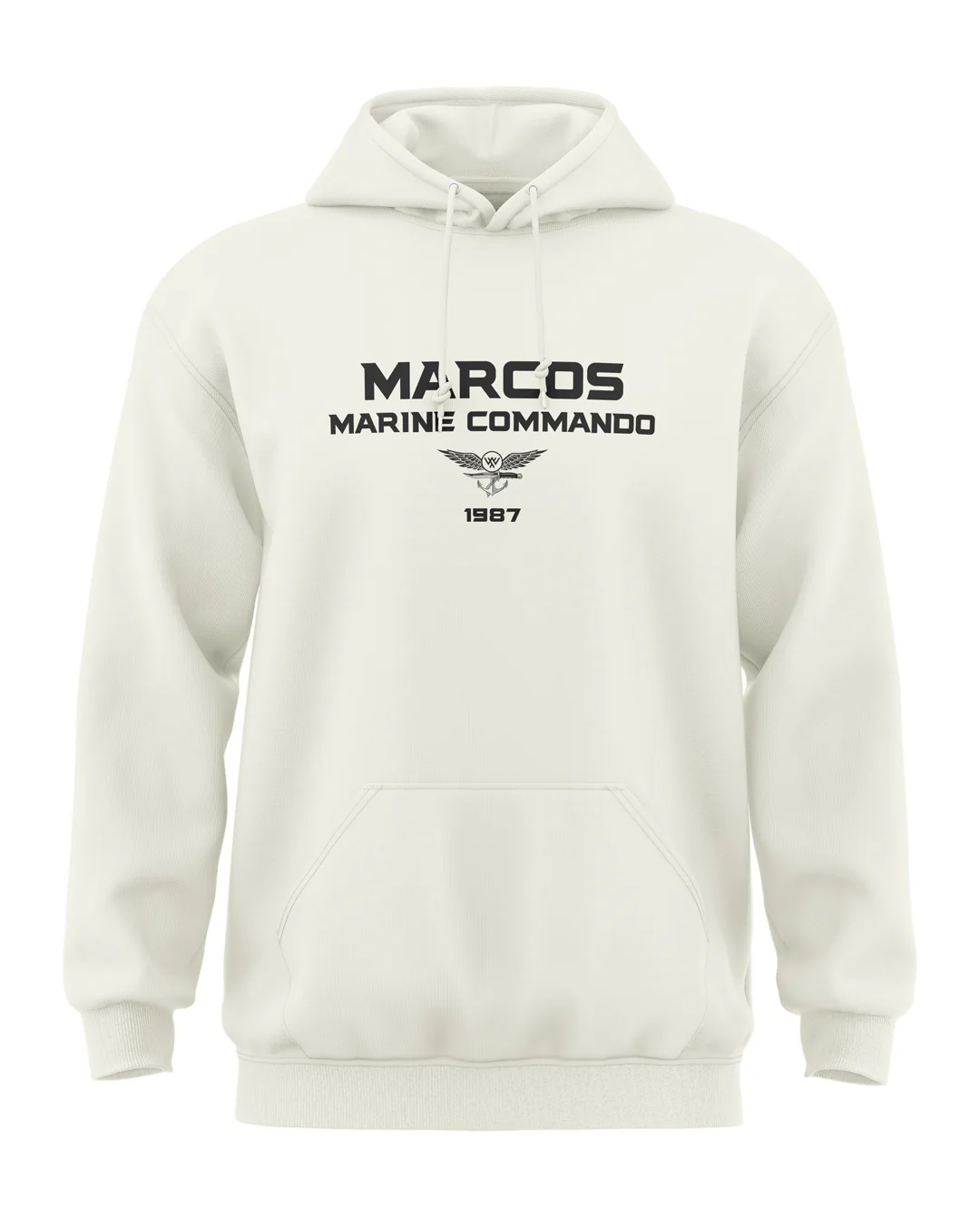 Premium Biowashed Cotton Hoodie - MARCOS Marine Commando 1987 Design