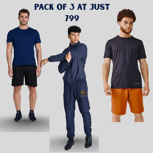 2 T-Shirts , 1 Track Pant | The Sea Goat Pack of 3 - Complete Athletic Bundle
