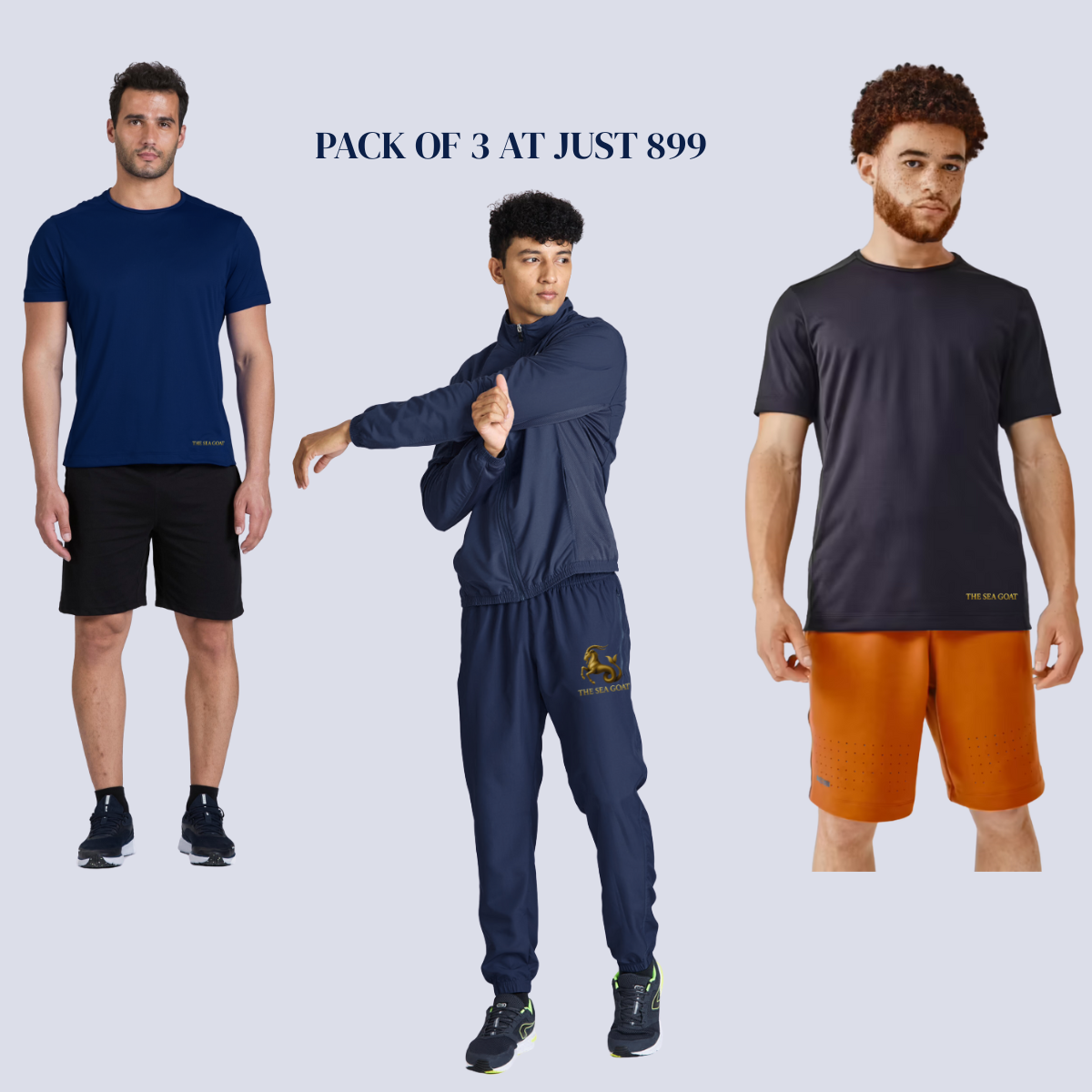 2 T-Shirts + 1 Track Pant | The Sea Goat Pack of 3 - Complete Athletic Bundle - Capricorn The Sea Goat