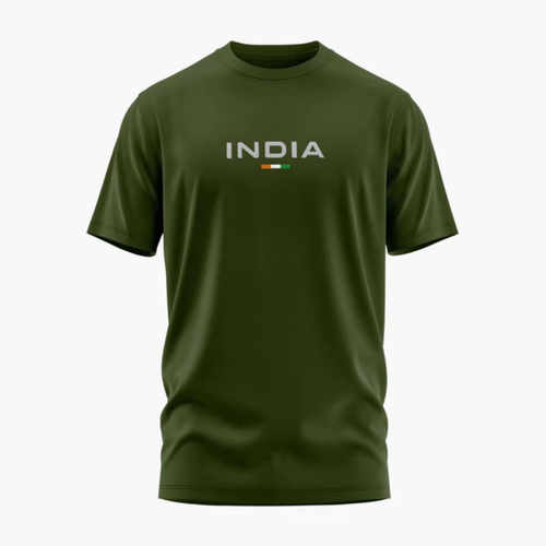 INDIA T-Shirt – Tricolor Minimal Edition | Patriotic Classic Tee Green